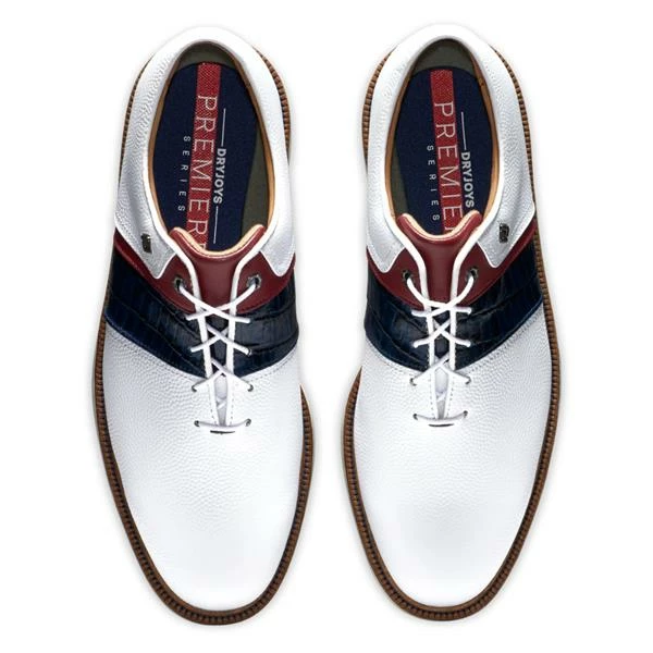 FootJoy Gents Premiere Packard Shoes White - Navy - Red - Image 6