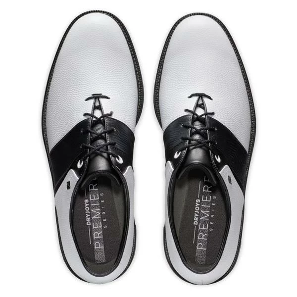 FootJoy Gents Premiere Packard Shoes White - Black - Image 6
