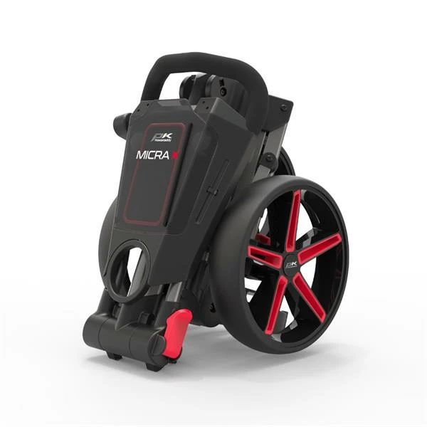 PowaKaddy Micra Push Cart Gunmetal Red - Image 2