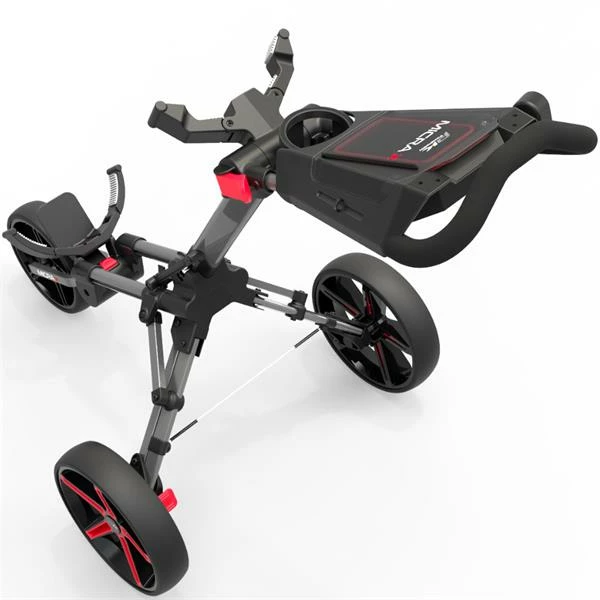 PowaKaddy Micra Push Cart Gunmetal Red - Image 4