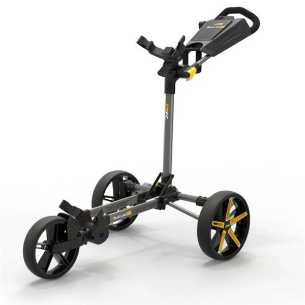 PowaKaddy DLX-Lite FF Push Cart Gunmetal Yellow